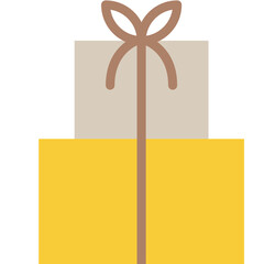Two Stacked Gift Boxes Tied With A Simple Bow In A Minimalist Flat Design Style With A Transparent Background Featuring A Yellow Box Below A Beige Box
