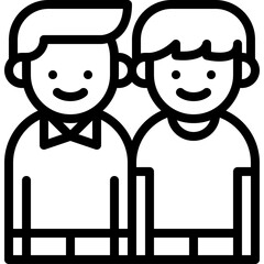 Two Outline People Side By Side Smiling With Simple Outfits And Hair Styles On A Transparent Background