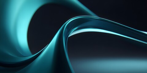 Abstract swirling fluid motion with flowing curves and smooth gradients in deep teal and dark blue tones creating a sense of depth and elegance