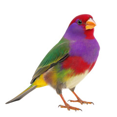 Gouldian Finch Bird full body view isolated on white or png transparent background