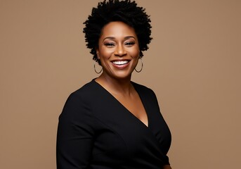 Portrait of an Attractive Black Woman with a Radiant Smile and Confident Demeanor