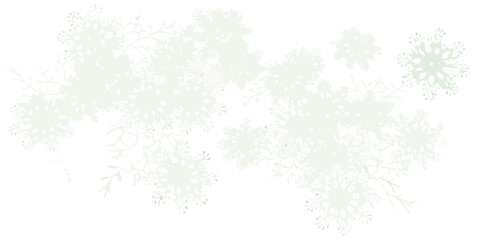 Delicate pale green floral and botanical elements scattered across a clean white background