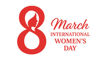 Fototapeta premium 8 March International Women's Day vector. Woman face silhouette in number 8. Graphic for banner, card. Feminism, female empowerment, gender equality, womens rights concept.