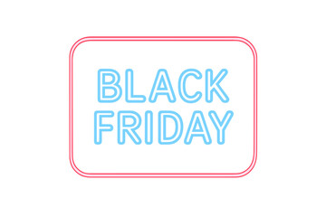 Black Friday sale neon sign vector design. Glowing text in a light frame for November shopping promotions. Retail advertising banner element on a transparent background.