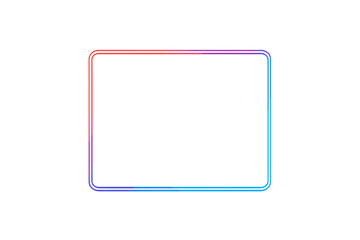 Vector gradient frame with a modern neon light effect. Colorful vibrant border for banners, flyers or social media posts. Glowing rectangle shape design element background.