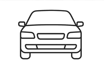 Car front view vector thin line icon. Outline minimal illustration of an automobile. Transportation vehicle concept for graphic design. Simple modern auto symbol isolated on white.