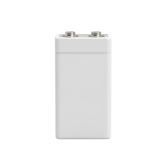 Isolated 9-Volt Battery Depicting a Singular Power Cell on a Clean Ambiance