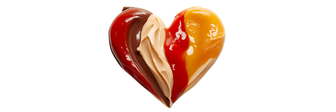 Heart Shape Made of Sweet Spreads on a Black Background Delicious Confectionery Concept Perfect for Valentines Day