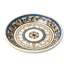 Obraz premium Hand-painted decorative plate with intricate geometric and floral patterns.