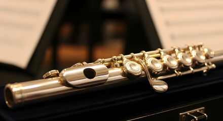 Close-up of a Piccolo Musical Instrument Brilliance in Silver Tone