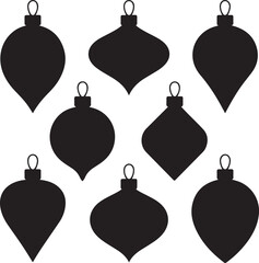 Black silhouette Christmas ornament vector shapes clipart
