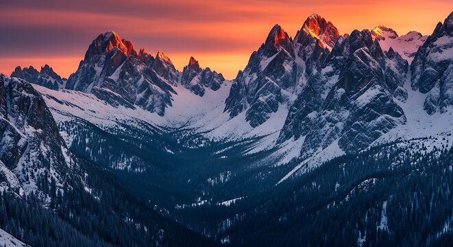 Majestic Dolomite Peaks Bathed in Golden Sunset Light mountain mountains
