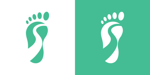 Creative logo combining a footprint and river symbol, representing travel, exploration, and outdoor adventure. Perfect for hiking, eco trip, tourism, and nature brand identity.