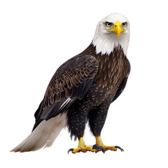 Bald Eagle Bird full body view isolated on white or transparent background 