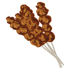 Mutton Satay Meat Skewers Illustration Vector