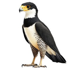 Crested Caracara Bird full body view isolated on white or transparent background 