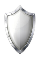 Realistic Silver Shield with Metallic Border and Rivets Symbol of Protection and Security Design Element
