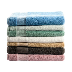 Stack of soft, colorful, absorbent terry cloth towels on black.