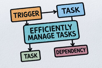 Efficient task management flowchart illustrating workflow efficiency and organized task dependency for productivity boost