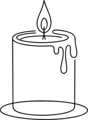 Continuous line drawing of candle light