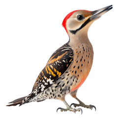 Northern Flicker Bird full body view isolated on white or transparent background 