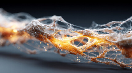 A minimalistic hyperrealistic scene of a floating network of softly glowing lines suspended in space, evoking technology, connectivity, and delicate futuristic digital structure.