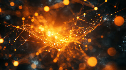 A minimalistic hyperrealistic scene of a floating network of softly glowing lines suspended in space, evoking technology, connectivity, and delicate futuristic digital structure.