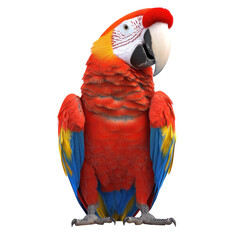 Scarlet Macaw Bird full body view isolated on white or transparent background 