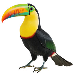 Toucan Bird full body view isolated on white or transparent background