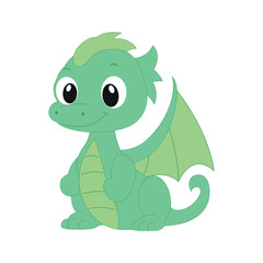 Cute cartoon baby green dinosaur.