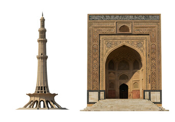 Minar-e-Pakistan & Ornate Archway on transparent background