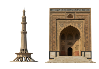 Minar-e-Pakistan & Ornate Archway on transparent background