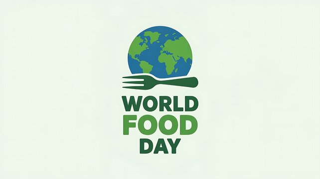 World food day concept with a fork piercing the earth globe symbolizing global hunger and food security awareness