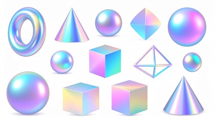 Set of holographic stickers. Vector futuristic retro elements. Hologram labels 