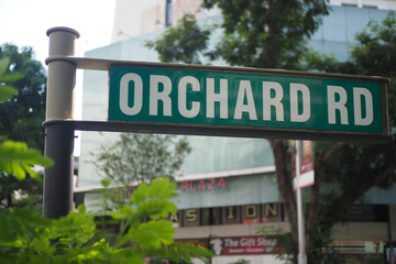 Obraz premium singapore orchard road 2 february 2025. Orchard Road street sign indicating busy shopping district