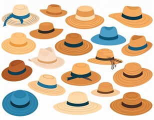 Different male hats. Fashion and vintage man hat collection image, derby and bowler,