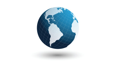 Set of 3D and glowing globe illustrations showing different world views on white background