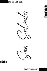 San Salvador  -Capital City Name Cursive Calligraphy Decorative Text Design Vector Element