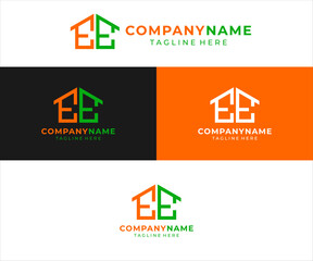 The logo design combines the letters ee and house, using orange and green colors.