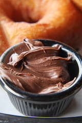 Chocolate spread served with a fresh pastry delight