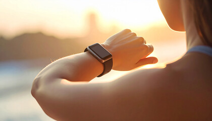 Woman's Wrist with a Smartwatch Tracking Health Metrics