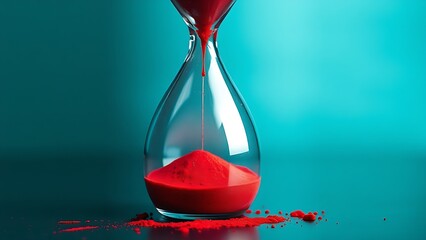 A cracked hourglass with red sand, symbolizing urgent health warnings in midlife.