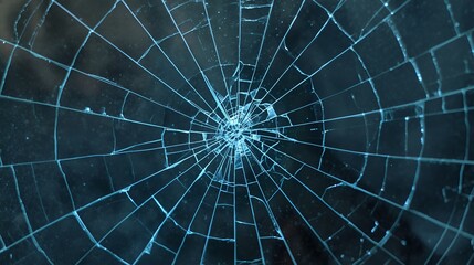 Obraz premium Close-up of intricate spider web against dark background 