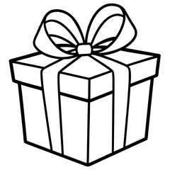 Simple line art of a gift box with ribbon and bow
