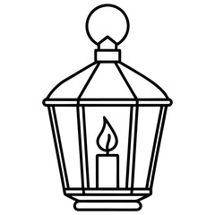 Simple christmas candle lantern line art design