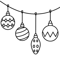 Elegant thin line christmas ornaments illustration