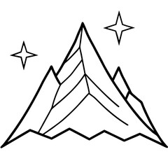 Minimal snowy mountain with star illustration