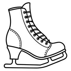 Christmas ice skates outline with detailed laces