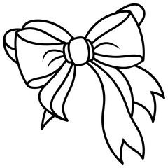Outline drawing of a festive ribbon bow on a corner