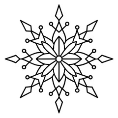 Minimal line art christmas snowflake mandala design